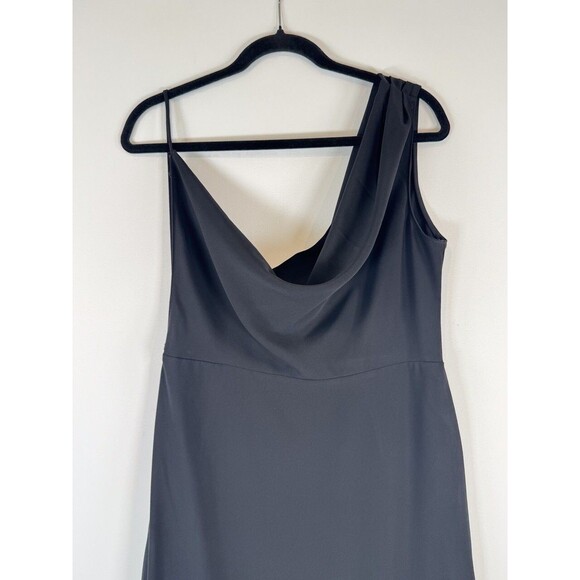 Amanda Uprichard Womens Dress Black Maxi One Shoulder A Line Party Evening Large - Picture 7 of 13